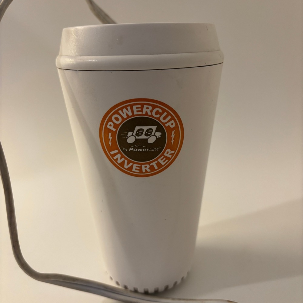 PowerCup Inverter by PowerLine Car Cup Holder Power Adapter White